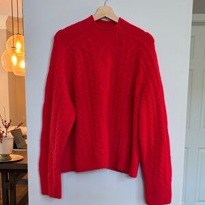 J. Crew Red Cable Knit Sweater